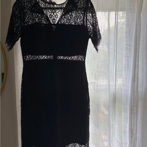 Francesca's Collections Black Lace Midi Dress